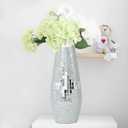 Decorative Shine Vase Stunning Handmade Mosaic Crackle Glass House Decor Table Centerpieces Modern Room Decoration (Silver)