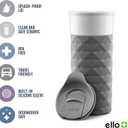 Ello Ogden Ceramic Travel Mug with Splash-Resistant Slider Lid and Protective Silicone Boot, Perfect for Coffee or Tea, BPA Free, Dishwasher Safe, Gray, 16 oz, 758-0438-040