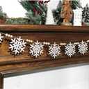 Garland Christmas Decorations Indoor Outdoor: 6.5ft Farmhouse Winter Snowflake Wood Beads Christmas Decor, Elegant Rustic Snowflake Xmas Ornaments Banner for Home Wall Mantel Fireplace Window Patio
