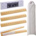4PCS Wooden Scalloped Mahjong Racks with Magnetic Pushers, Natural Wood American Mahjong Tile Rack Set of 4, Modern Table Game Accessories for Mahjong Tiles（Natural,20, 20 in