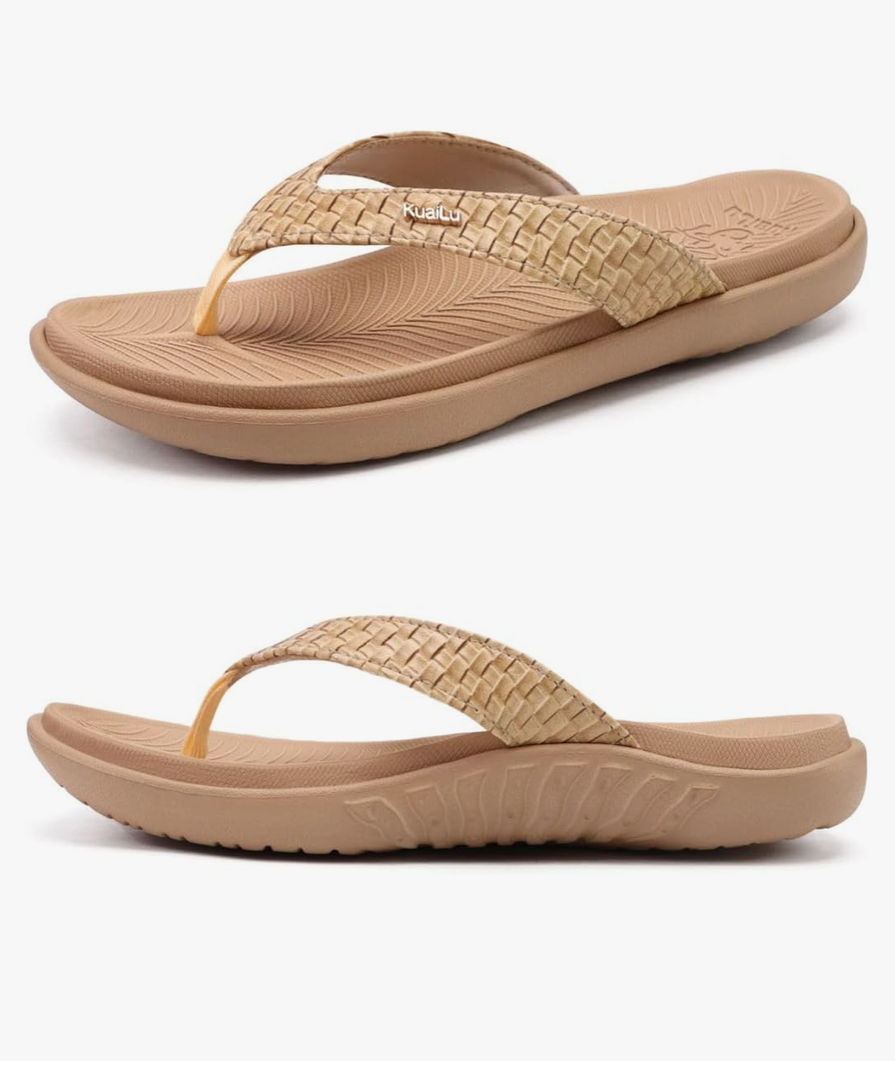 KuaiLu Womens Flip Flops Ladies Yoga Mat Comfortable Walking Thong Sandals With Plantar Fasciitis Arch Support Slip On Indoor Outdoor For Summer size 6