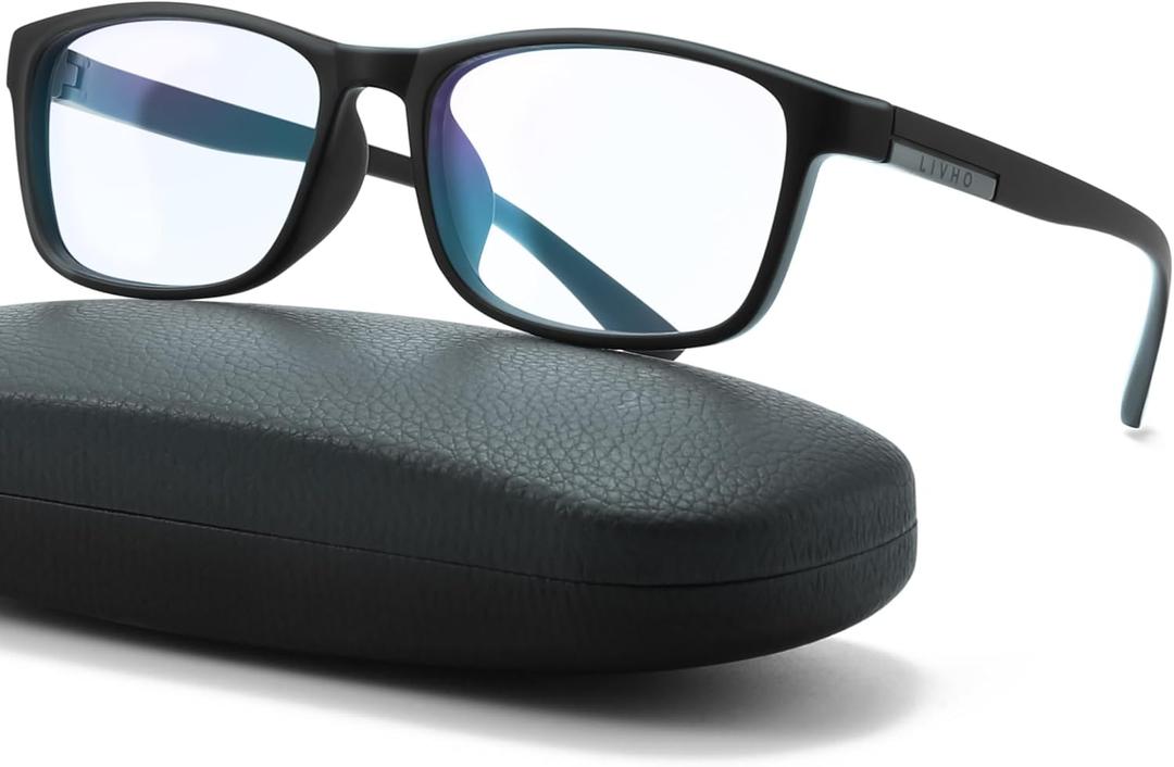 Anti Blue Light Glasses Men, Mens Blue Light Glasses With UV400 Protection, Fake Glasses For Computer Eye Strain (Black)