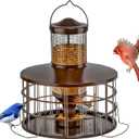 Upgraded Squirrel Proof Bird Feeders, 3Lbs Capacity Caged Bird Feeder, Innovative DIY Starling-Proof, Flexible Adjustment of Grille Size, Caged Seed Tube Feeders Outside Hanging(Copper)