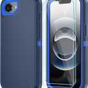 Phone Case for iPhone 16e Case with HD Screen Protector, Heavy Duty Shockproof & DustProof & Dropproof 3-Layer Cover Phone Case for iPhone 16e,DarkBlue