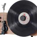 Vintage Record Player with 3-Speed Turntable & Bluetooth, Retro Vinyl Player with Built-in Speakers, Classic Wood Design