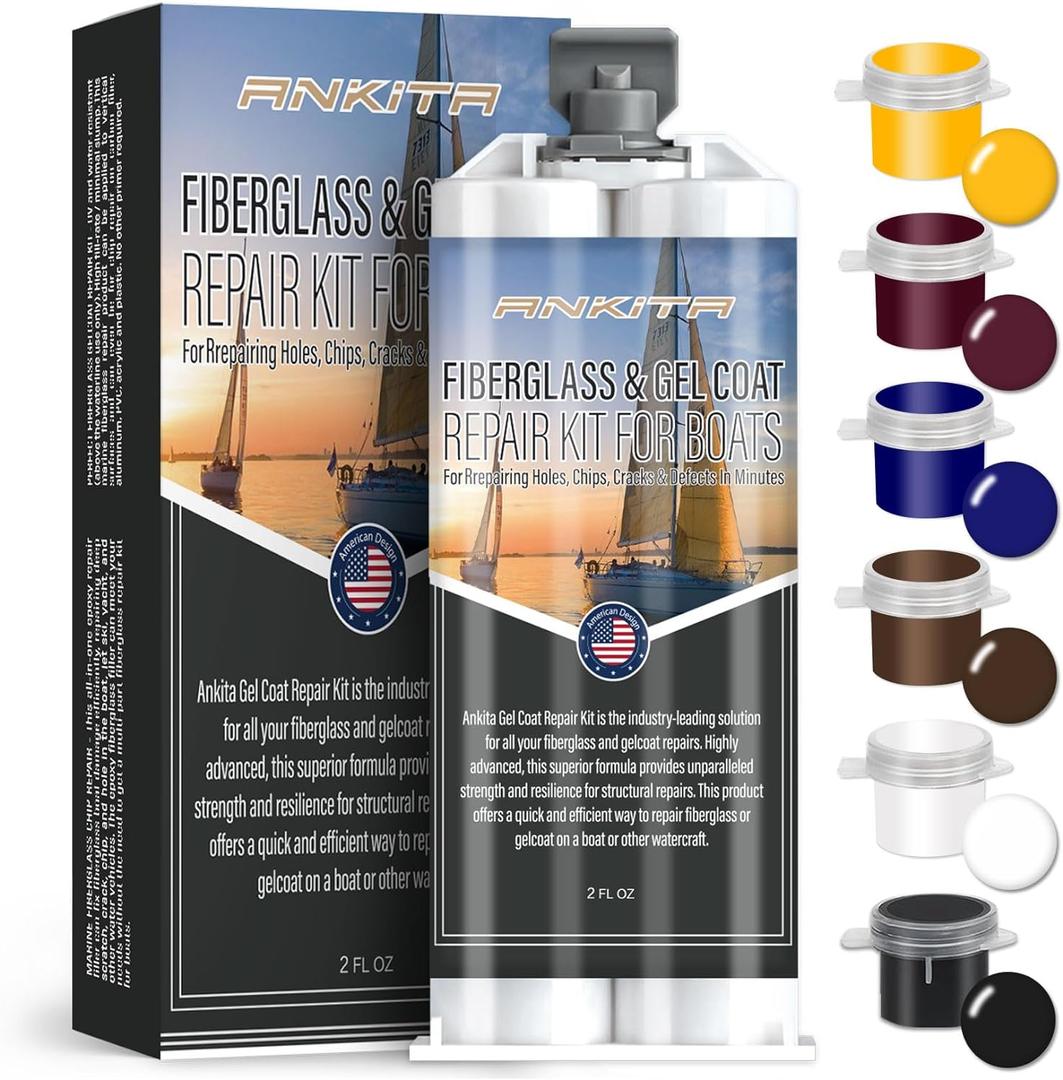 Ankita Marine Fiberglass Repair Kit for Boats - Gel Coat Repair kit for Boats - Epoxy Filler for Fiberglass Boats Fix Holes, Chips, Deep Cracks, Chip Fix - Color Match