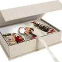 Photo Storage Box 5x7, Linen Photo Box, Memory Box Perfect to Store Your Photo, Pictures, Certificates, Scrapbooking Supplies, Keepsakes and Jewelry Beige