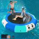 COOLWAVE Inflatable Water Trampoline for Lake Pool Ocean 10FT, Floating Water Trampoline Hammock for Adults with 4-Step Rope Ladder and Mooring Ropes (10FT Blue)
