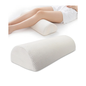 Half Moon Bolster Knee Pillow, Back Pain Relief Memory Foam Leg Pillow, Semi Roll Round Lumbar Leg Wedge for Side Sleepers - Reducing Head Neck Spine Hip Pressure - L