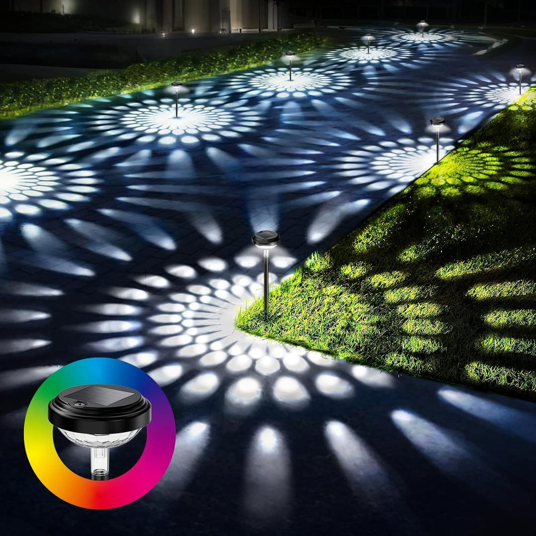 KVM Solar Lights Outdoor Waterproof, 6 Pack Bright Solar Pathway Lights, Multicolor & Warm White LED,Outdoor Solar Lights for Pathway Garden Yard Walkway Lawn Patio Landscape Decor (6)