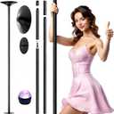 PYY Dance Pole - Adjustable & Portable Dancing Pole for Gym Studio Pub, Chrome Finish, Spinning & Static Modes, No Drilling Required, w/Remote LED Stage Lights, 88"-108"