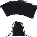 FASHEWELRY 100 Pack Black Drawstring Velvet Jewelry Dice Bags 2.8x2 inch Small Gift Bags Wedding Party Favor Candy Storage Present Packaging Pouches for Samll Business Selling