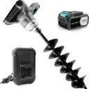 40V Brushless Cordless Earth Auger 6 Inch Post Hole Digger w/ 2,5AH Battery, 4A Charger, Led Work LightForward & Reverse Direction