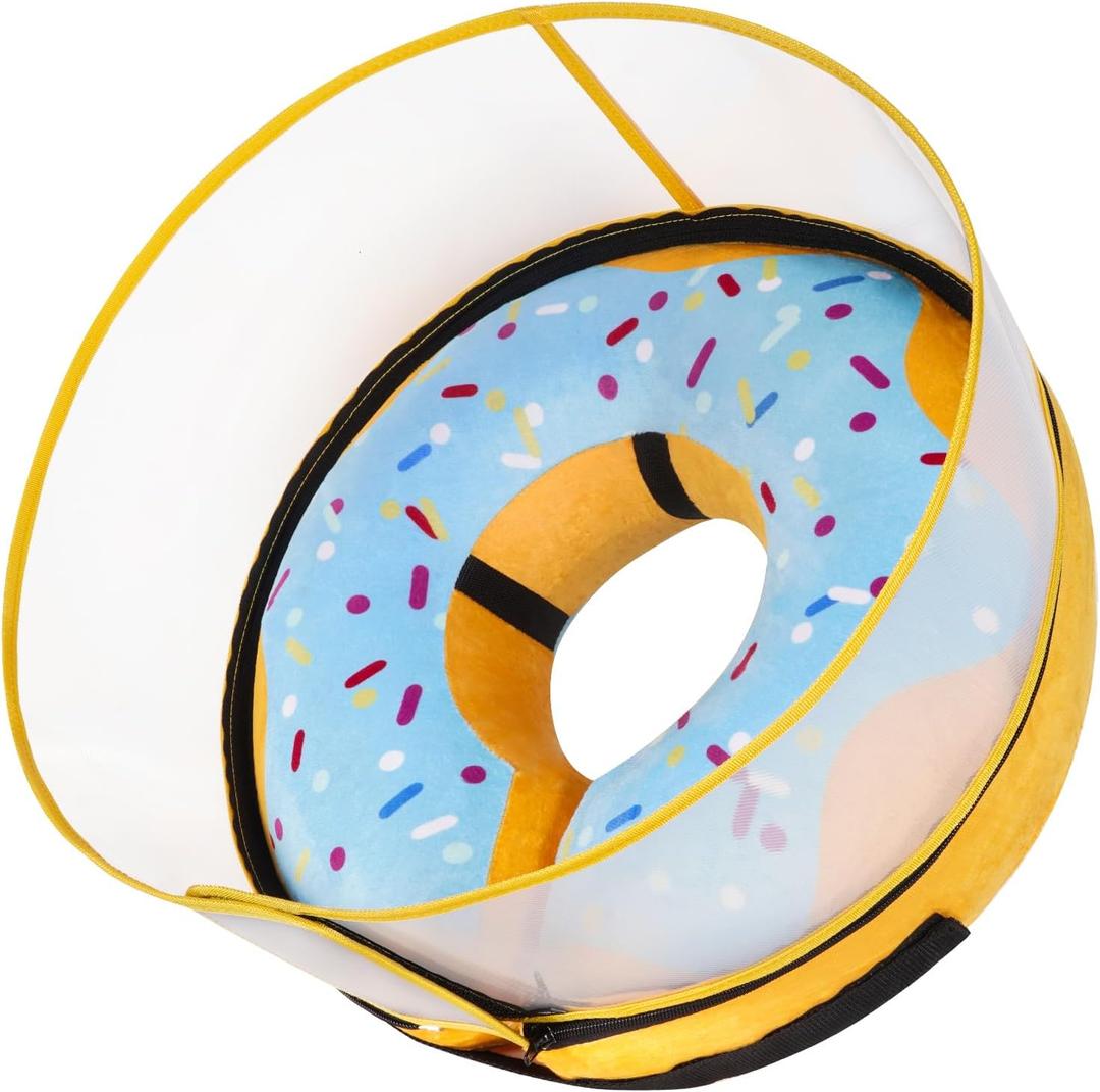 Inflatable Dog Cone Collar with Detachable Enhanced Anti-Licking Shield, Soft Neck Donut Collar for Dogs After Surgery, Adjustable Dog Cone Alternative for Large Medium Small Dogs & Cats (XL, Neck 18"-23", Blue)