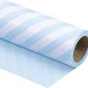 WRAPAHOLIC 30 Inch Reversible Baby Blue Wrapping Paper - Baby Blue and Stripes Wrapping Paper for Birthday, Holiday, Wedding, Baby Shower - 30 inch x 33 feet, 1 Count
