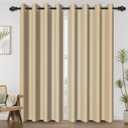 Beige Blackout Curtains for Bedroom Textured Thermal Insulated Room Darkening Curtains Grommet Top Window Drapes Window Curtain for Home Living Room 2 Panels Set, 53x74 Inch  