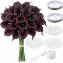 20 x Suncalla 20 Pcs Calla Lily Artificial Flowers DIY Burgundy Wedding Bouquet for Bride Mother's Day Flower Gifts Wedding Table Centerpieces Decorations for DIY Craft Kit Bridal Mom Gift