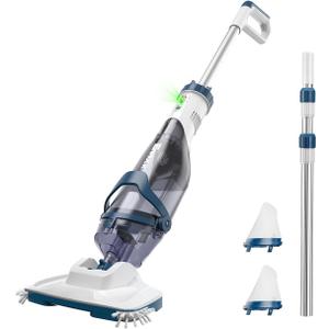 Pro Cordless Pool Vacuum - 18.5 GPM Powerful Suction, 70min Runtime & 13.4" Wide Head, XL Capacity Handheld Rechargeable Pool Cleaner for Inground/Above Ground Pools with Telescopic Pole (Blue)