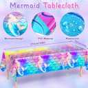 Winrayk Purple Mermaid Party Decorations Birthday Supplies for Girls, Large Foil Balloon with Birthday Banner/ Shell Garland/ Tablecloth/ Metallic Balloon/ Cake Topper, Little Mermaid Party Decoration