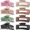 TOCESS 8 Pack Big Hair Claw Clips for Women Large Claw Clip for Thin Thick Curly Hair 90's Strong Hold 4.33 Inch Nonslip Matte Jumbo Hair Clips (8 Pcs)