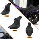 Motorcycles Driver Passenger Seat Cushion Pad One-Piece Seat Leather Pillion with Driver Backrest Fit for Harley Low Rider FXLR FXLRS Sport Glide FLSB 2018-Up (Black Stitching)