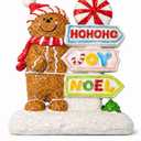 Hodao Christmas Gingerbread Family Figurines – Hand-Painted Resin Holiday Decorations with Red & Green Scarves, Festive Indoor Ornaments for Home, Bedroom & Tabletop, Heartwarming Décor