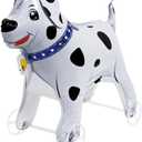 Walking Dalmatian Dog Foil Balloons With Wheels Standing Pet Dalmatian Animal Balloon Cute Dog Mylar Balloons for Jungle Safari Baby Shower Animal Theme Birthday Party Decorations Supplies