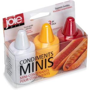 Joie Condiment Mini Squeeze Bottles with Nozzle Caps, Non-Stick Silicone, Set of 3