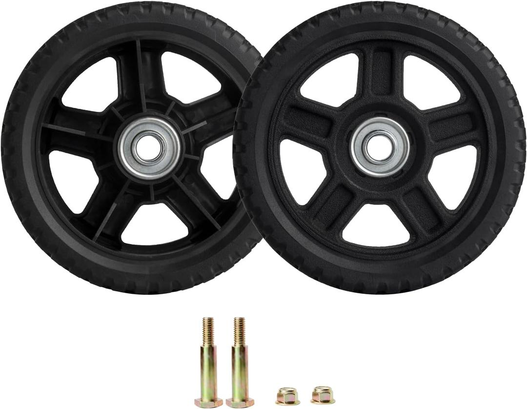 Replacement 6 Inch Lawn Mower Wheels for Most Standard Push Lawn Mowers, Generator, Garden Tiller, Handtruck - Universal Push Mower Wheels with Bolts & Lock Nuts Kit (Set of 2)