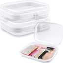 Clear Hard Shell Zipper Case 3 PCS Clear Cosmetic Make up Bag Waterproof Travel Toiletry Bag for Women, Hard Plastic Zipper Pouches Portable Travel Storage Organizer Bins (White, 10"x8"x2")