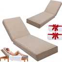 UFavo Home Outdoor Chaise Lounge Cushion 80"x26"x6", Waterproof 6" Extra Thickness Lounge Cushion with Removable Cover, Patio Lounge Chair Cushions Set of 2 for Outdoor Furniture, Khaki