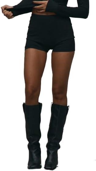 RoseSeek Women's High Waisted Booty Shorts Party Going Out Fitted Y2K Mini Shorts (Black, XS)