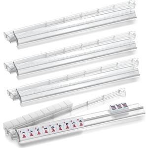 Mahjong Racks with Pushers, 4PCS Clear Acrylic Mah jongg Push ers and Racks/Trays, Modern American Mahjong Tile Holder with Built-in