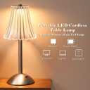 Liliful 6 Pcs Cordless Table Lamp Rechargeable Touch LED Small Gold Portable Battery Operated USB-c Desk Lamp 3 Color Dimmable for Bedroom Living Room Dining (Silver, Rose Style)