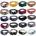 AHONEY Boho Knotted Twisted Floral Headbands - 20 Pack Elastic Headband Hair Accessories for Women