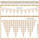 Gilprop 49.2 Ft / 60 Pieces Light Brown Plaid Party Decorations Pennant Banner Triangle Flags Garland Bunting Banner for Birthday Gender Reveal Wedding Baby Shower Decor Supplies