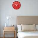 Red Wall Clock 12 Inch Silent Non-Ticking Battery Operated Quality Quartz Round Wall Clock Modern Decor Clock for Home Bedroom