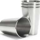 Stainless Steel Cup,16.9oz Stainless Steel Cup Tumbler,4 Pack Premium Metal Cups for Drinking,Stainless Steel Pint Cups for Bar,Home,Camping (2.5"L x 2.5"W x 5.7"H)
