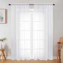 White Sheer Curtain for Bedroom Living Room 72 Inches Long 2 Panels Set, Solid Soft Airy Light Filtering Sheer Window Curtains, Modern Rod Pocket Door Curtain, White, 42" Wx72 L Inches