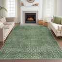 Valenrug Washable Rugs 5x7 - Stain Resistant Area Rugs for Living Room, Non Slip Backing Printed Rugs for Bedroom, Folable Machine Washable Area Rug(TH009-Green, 5'x7') (5' x 7' (Rectangular), 06-green)