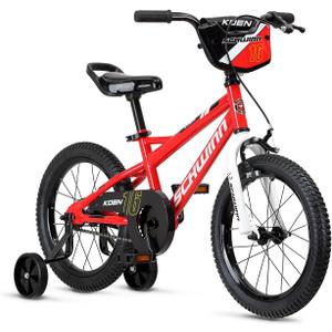 Schwinn Koen Bike, 16 Inch Bike for Kids Ages 3-7, SmartStart Ergonomic Design for Kids, Adjustable Seat Grows with your Child, Rear Coaster Brake and Front Caliper Brake, Training Bicycle (Red)