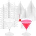 100 PCS Mini Clear Plastic Martini Glasses, 2 oz Disposable Cocktail Glasses, Mini Dessert Cups, Single Use Champagne Glass, Easy-to-Assemble Clear Glasses for Pool Parties, Birthdays, Weddings