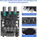 ZK-1002T Bluetooth 5.0 Stereo Amplifier Board, 200W HiFi 2.0 Channel Mini Audio Amp Module with Treble & Bass Control, AUX Input, DC 12V-24V for DIY Speakers,Home Audio