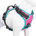 PHOEPET 2019 Upgraded No Pull Dog Harness, Reflective Adjustable Vest, with a Training Handle + 2 Metal Leash Hooks+ 3 Snap Buckles +4 Slide Buckles (L, Pink)