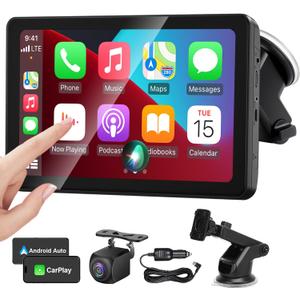 7" Wireless CarPlay Screen Car Stereo Compatible Apple CarPlay and Android Auto Portable Touch Screen AirPlay, GPS Navigation, Bluetooth, Voice Control, Mirror Link (7 Inch)