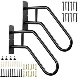 Hyuetrsa 2 Pack Outdoor Handrail for 1-3 Step Stairs, 28.7” Wall Mount Stair Hand Railing Grab Bars Metal Stair Railing Handrails for Outdoor Steps, Garage, Porch, Garden, Indoor (Simple Bent Shape)
