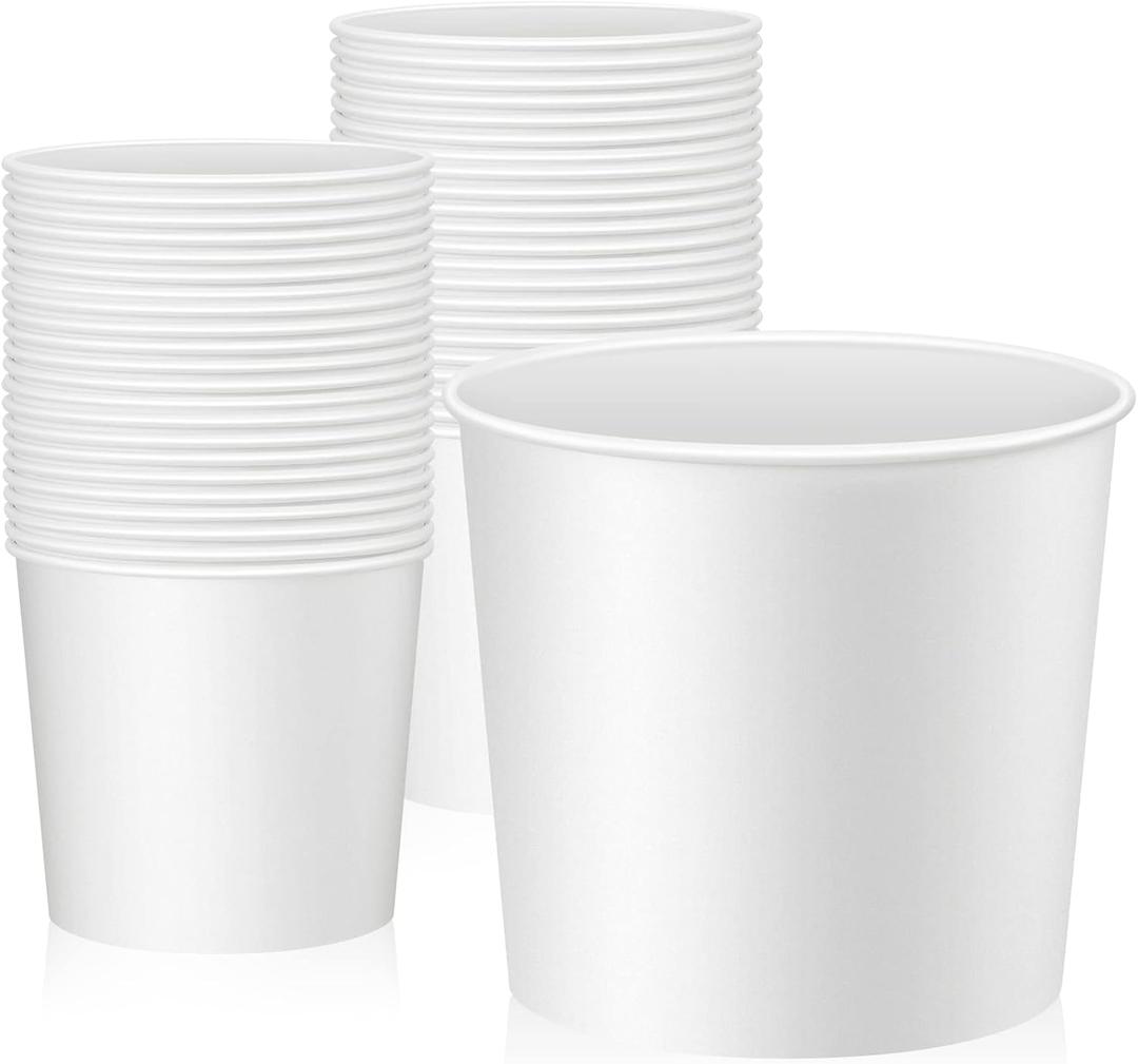 Hoolerry 50 Pcs Disposable Paper Bucket 85 oz White Cardboard Ice Bucket Bulk Ice Holder for Party Food Container Supplies