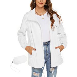 Avoogue Womens Waterproof Raincoat Lightweight Breathable Rain Jacket Hooded Rain Coat Outdoor Active Windbreaker with Pocket Large