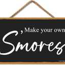 Outdoor Party Decorations Smores Bar Sign Supplies for Wedding 11 X 6 Inch Black (CA7US-032)