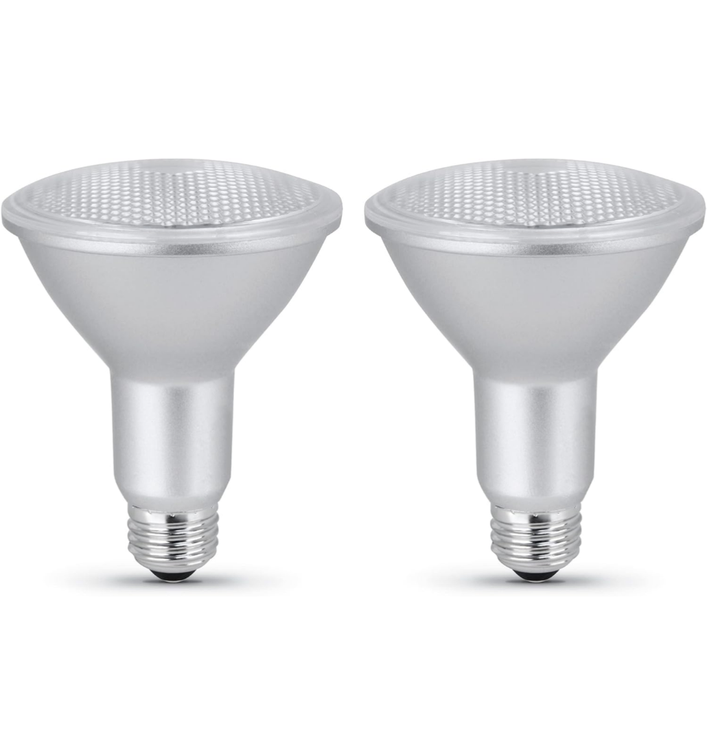 Feit Electric PAR38 LED Bulb, 120W Equivalent, Non Dimmable, 3000k Bright White, 1400 Lumens, 22 Year Lifespan, E26 Base, PAR38 Flood Light Bulb, CRI 90, Damp Rated, 2 Pack, PAR38DM/1400/930CA